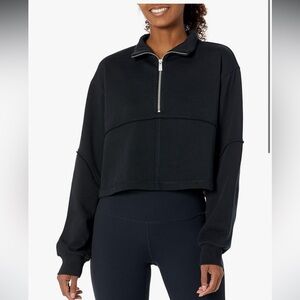 Sweaty Betty Revive Lounge Half Zip Pullover Sweatshirt Black Size Medium